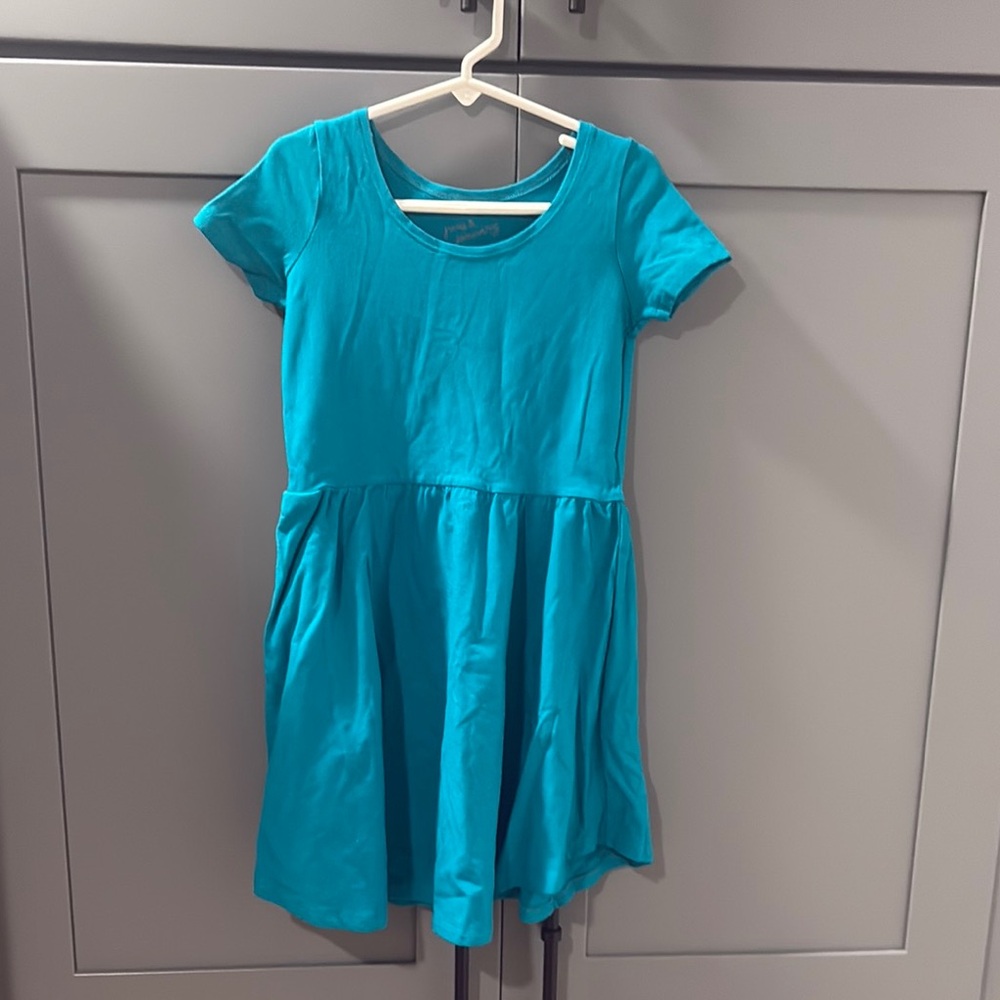 June & January Girls Size 7/8 Teal Blue Dress